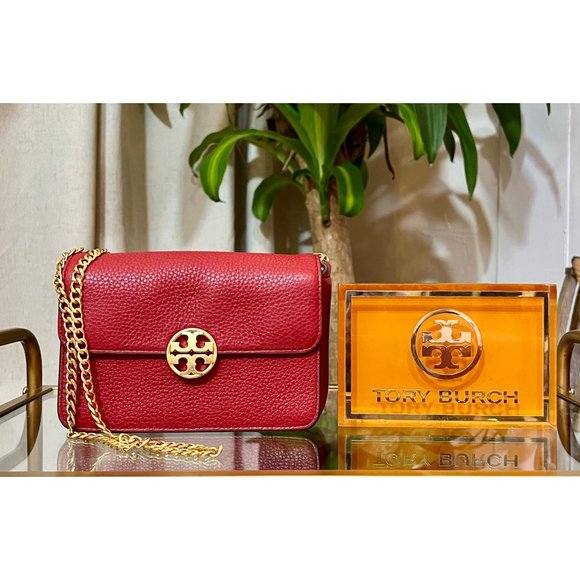 ♦️♦️  TORY BURCH AUTHENTIC RED LEATHER CHELSEA HANDBAG ♦️♦️ - Picture 2 of 14